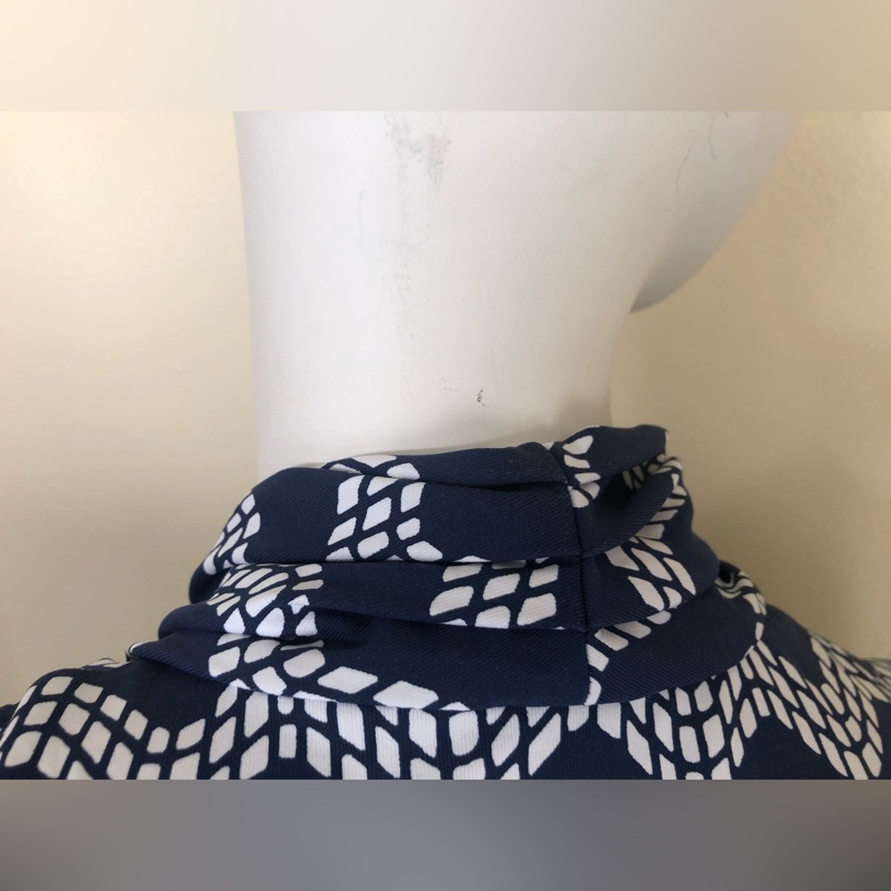 J. McLaughlin sleeveless top in blue and white faux wrap - Picture 8 of 15
